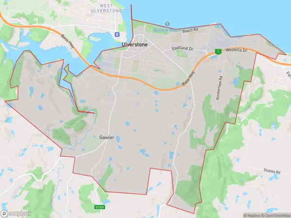 Ulverstone, Tasmania Polygon Area Map