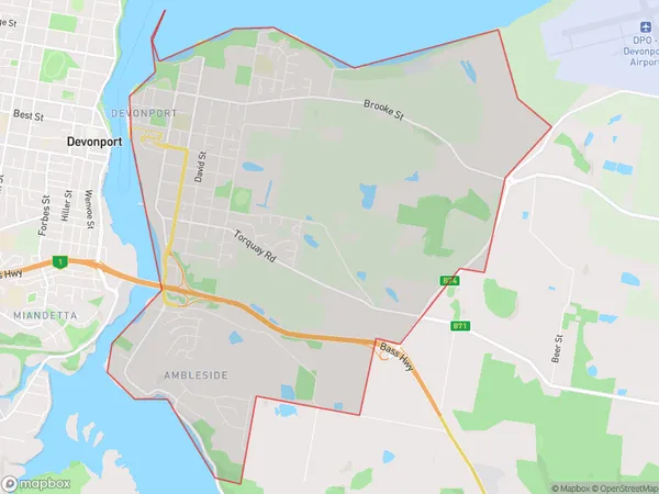 East Devonport, Tasmania Polygon Area Map