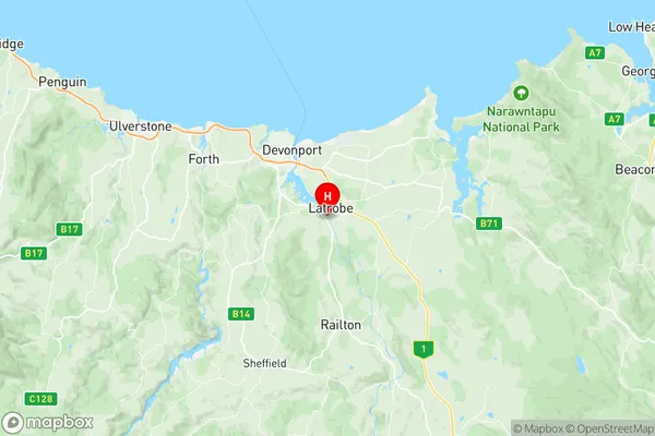 Latrobe, Tasmania Region Map