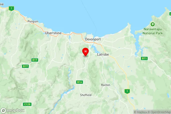 Quoiba Spreyton, Tasmania Region Map
