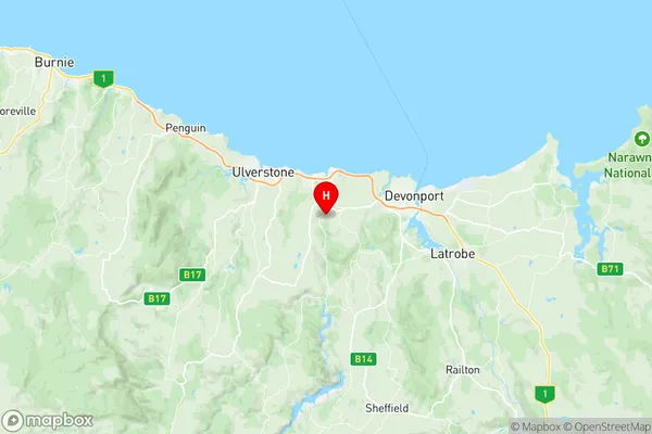 Turners Beach Forth, Tasmania Region Map