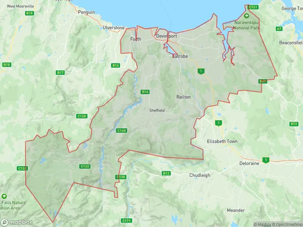 Devonport, Tasmania Polygon Area Map