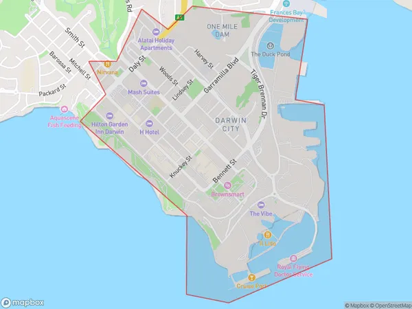 Darwin City, Northern Territory Polygon Area Map