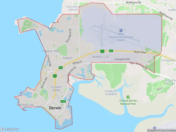 Darwin City, Northern Territory Polygon Area Map