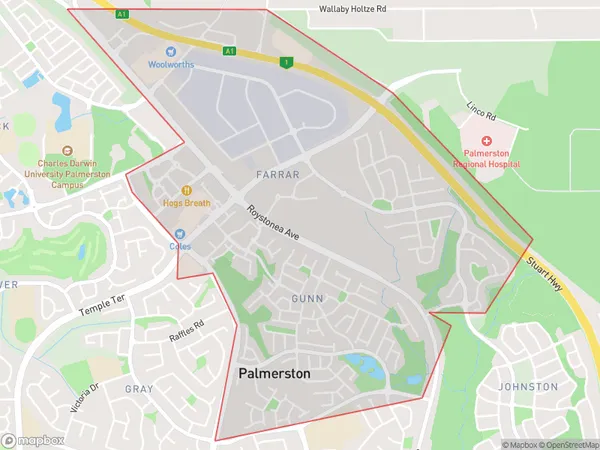 Palmerston North, Northern Territory Polygon Area Map