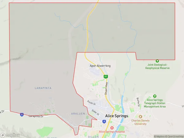 AU PostCode 0875 Suburbs Map for Larapinta