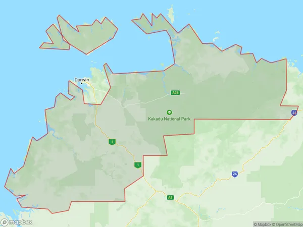 Daly Tiwi West Arnhem, Northern Territory Polygon Area Map