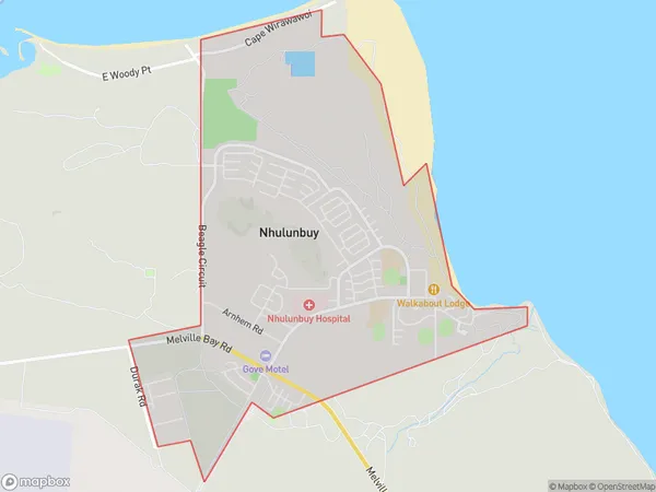 ZipCode 0881 Areas Map for Nhulunbuy