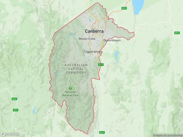 Australian Capital Territory, Australian Capital Territory Polygon Area Map