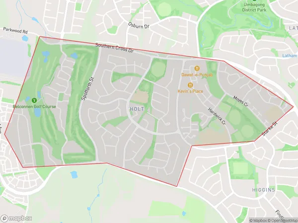 Holt, Australian Capital Territory Polygon Area Map