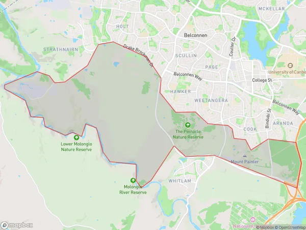 Molonglo Corridor, Australian Capital Territory Polygon Area Map