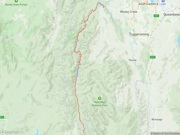 Cotter Namadgi, Australian Capital Territory Polygon Area Map