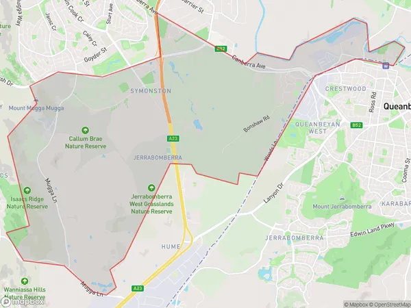 ZipCode 2620 Areas Map for Canberra East