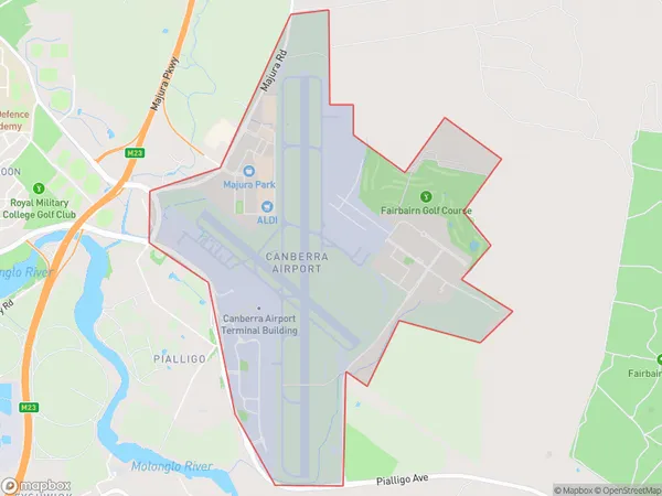 Canberra Airport, Australian Capital Territory Polygon Area Map