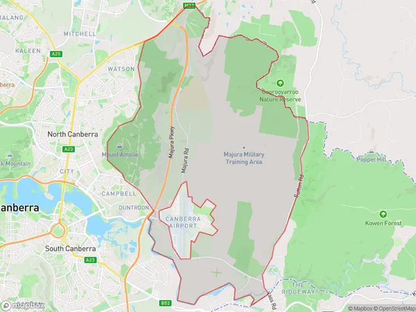 Majura, Australian Capital Territory Polygon Area Map