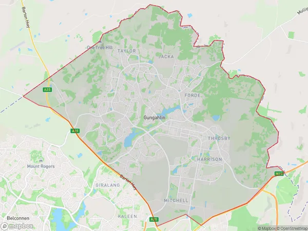 Gungahlin, Australian Capital Territory Polygon Area Map