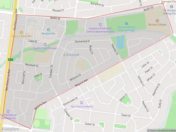 Dickson, Australian Capital Territory Polygon Area Map