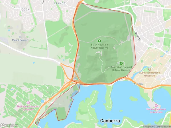 Black Mountain, Australian Capital Territory Polygon Area Map