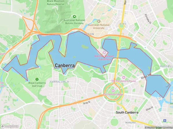 Lake Burley Griffin, Australian Capital Territory Polygon Area Map