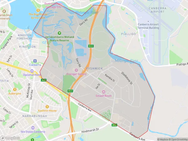 Fyshwick, Australian Capital Territory Polygon Area Map