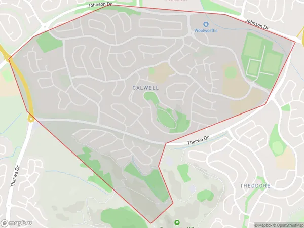 AU PostCode 2905 Suburbs Map for Calwell