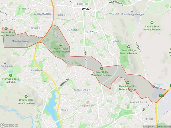 Mount Taylor, Australian Capital Territory Polygon Area Map