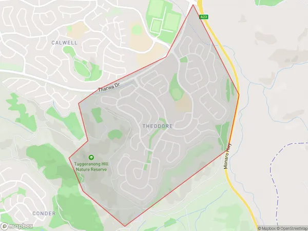 Theodore, Australian Capital Territory Polygon Area Map