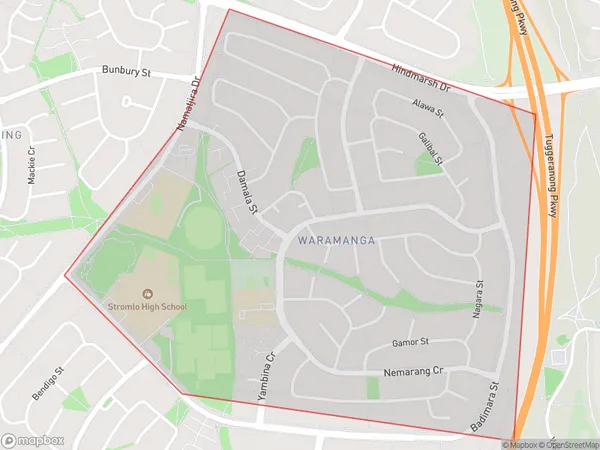 Waramanga, Australian Capital Territory Polygon Area Map