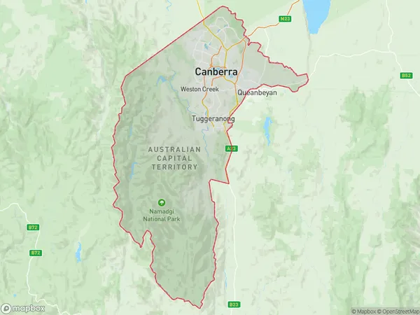 Canberra, Australian Capital Territory Polygon Area Map