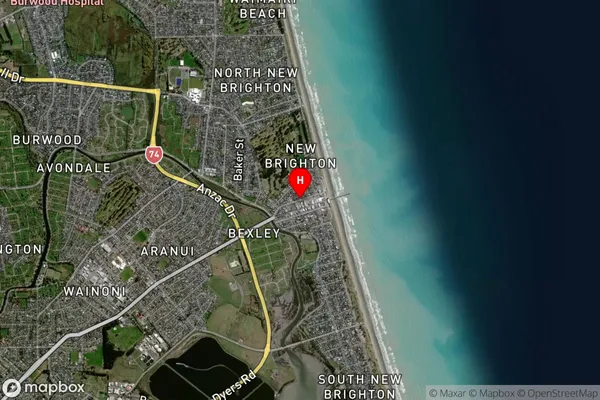 New Brighton,Canterbury Satellite Map