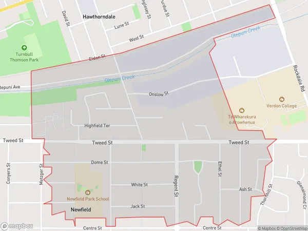 Newfield, Southland Polygon Area Map