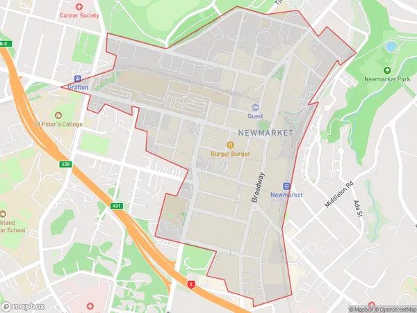 Newmarket, Auckland Polygon Area Map