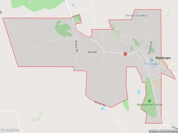 Nightcaps, Southland Polygon Area Map