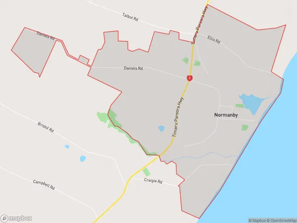 Normanby, Canterbury Polygon Area Map