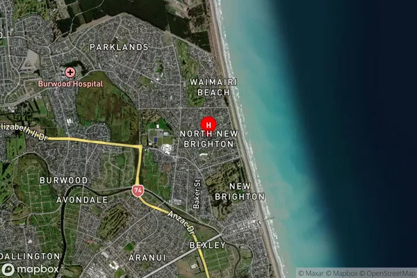 North New Brighton,Canterbury Satellite Map