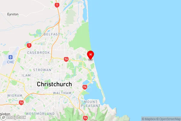 North New Brighton,Canterbury Region Map