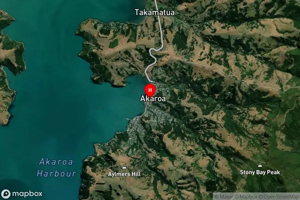 Akaroa,Canterbury Satellite Map