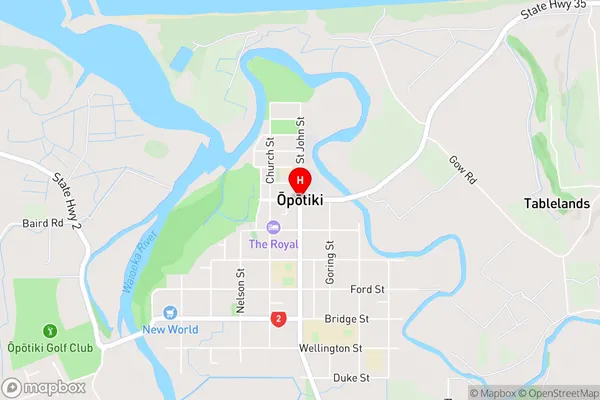 Opotiki,Bay of Plenty Area Map