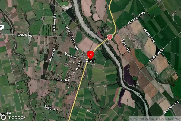 Orari,Canterbury Satellite Map