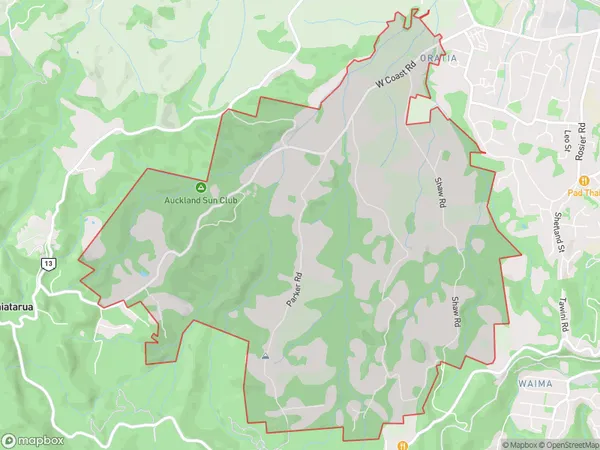 Oratia, Auckland Polygon Area Map