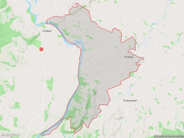 Orawia, Southland Polygon Area Map