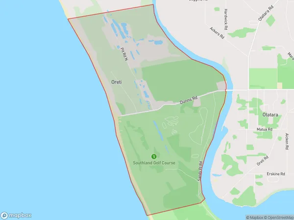 Oreti Beach, Southland Polygon Area Map