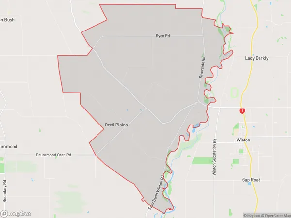 Oreti Plains, Southland Polygon Area Map