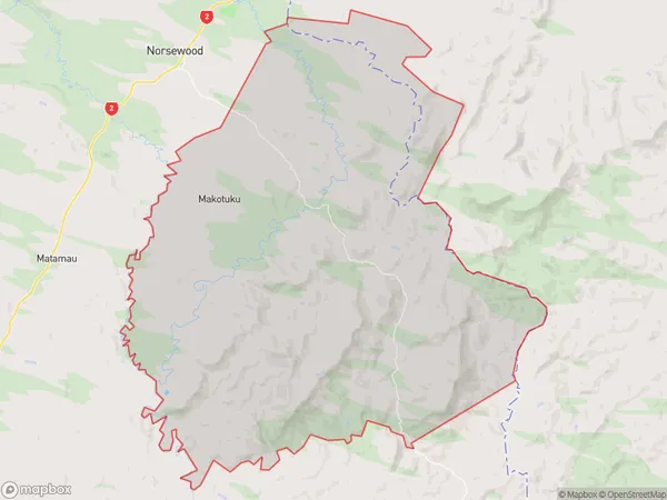 Ormondville, Manawatu-Wanganui Polygon Area Map