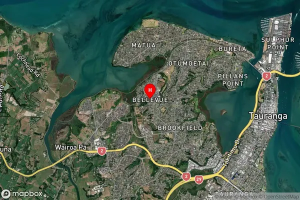 Bellevue,Bay of Plenty Satellite Map