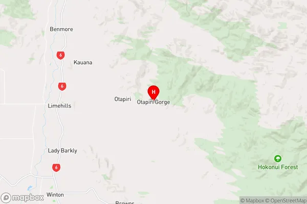 Otapiri Gorge,Southland Region Map