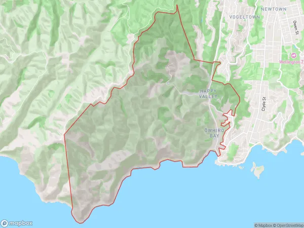 Owhiro Bay, Wellington Polygon Area Map