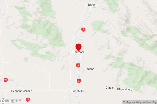 Benmore,Southland Region Map