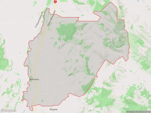 Benmore, Southland Polygon Area Map