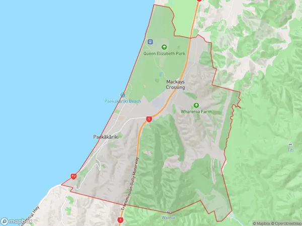 Paekakariki, Wellington Polygon Area Map